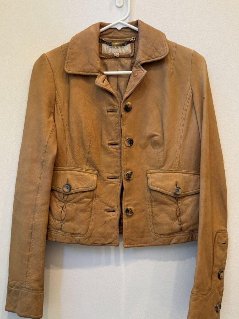 Vintage Karen Millen London Tan Leather Jacket